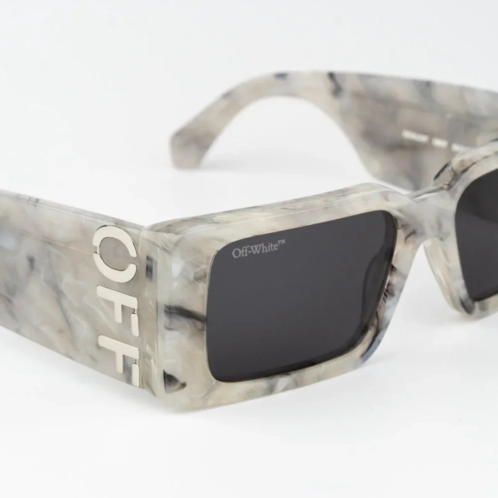 Off-White MILANO Men Sunglasses Marble Grey Square OERI097 0807 NEW AUTHENTIC